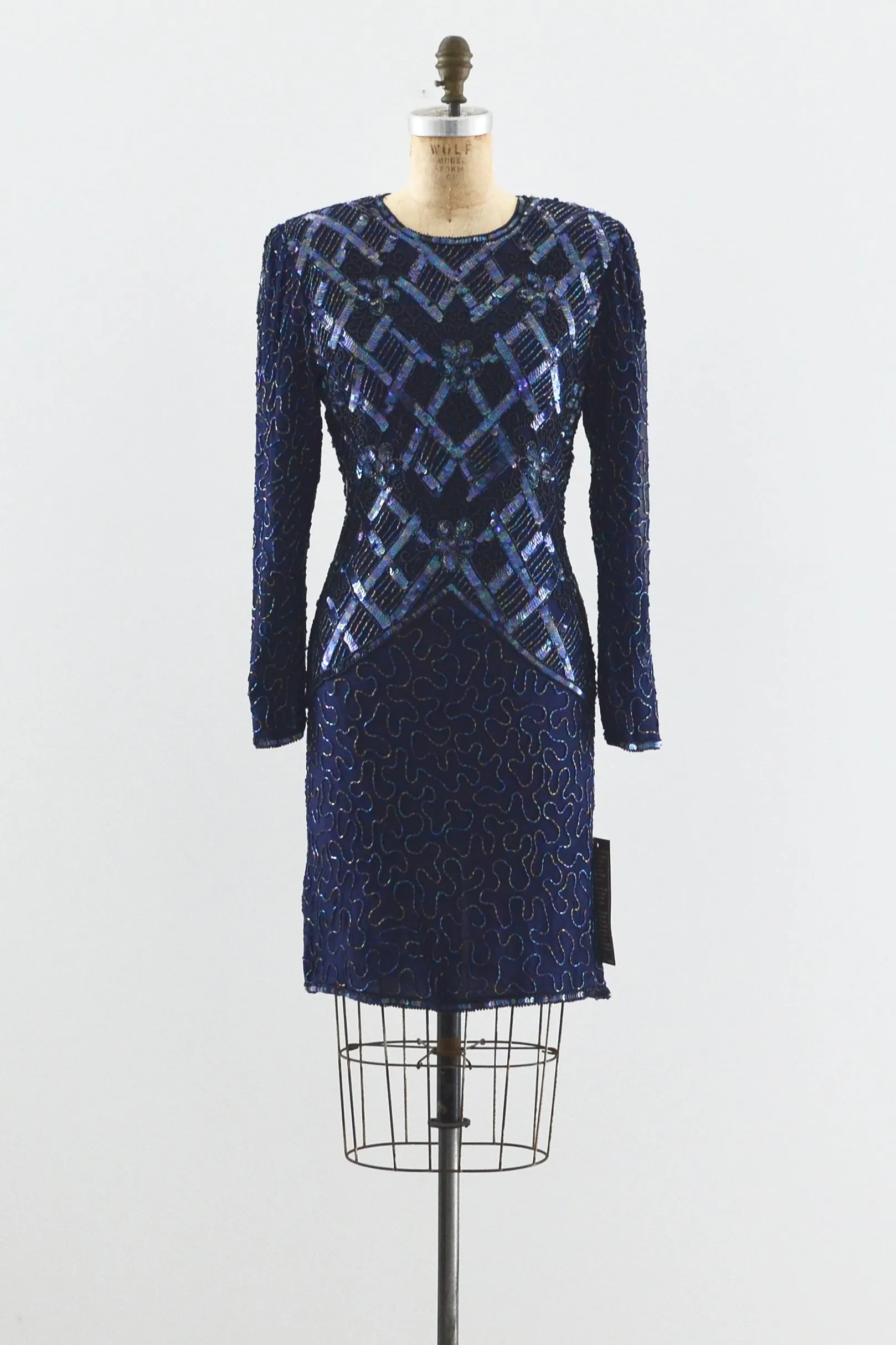 1980s Cutout Beaded Dress / S