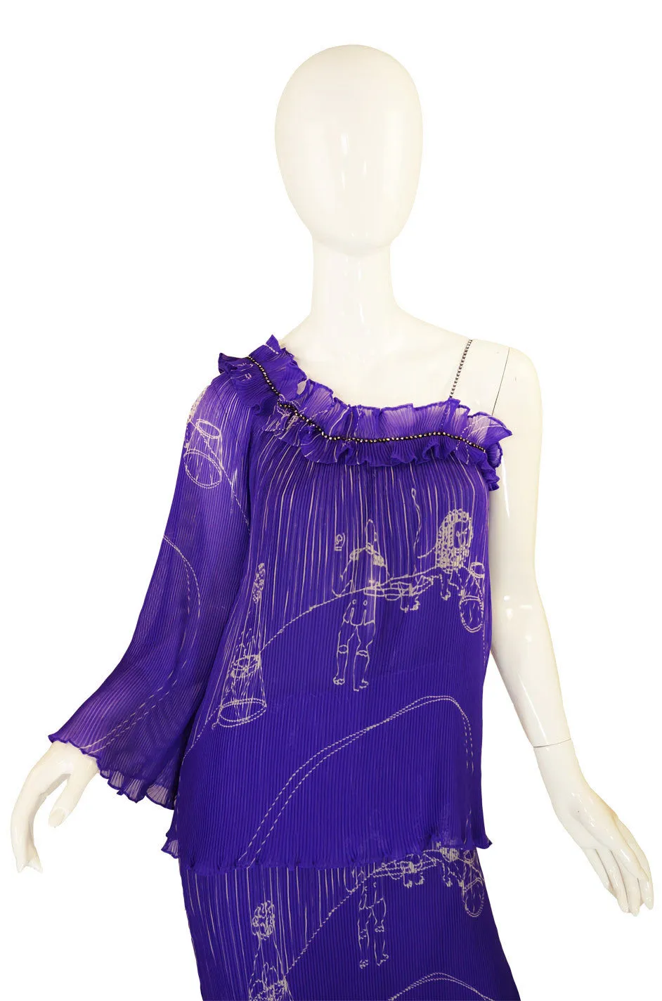 1980s Hanae Mori One Shoulder Dress
