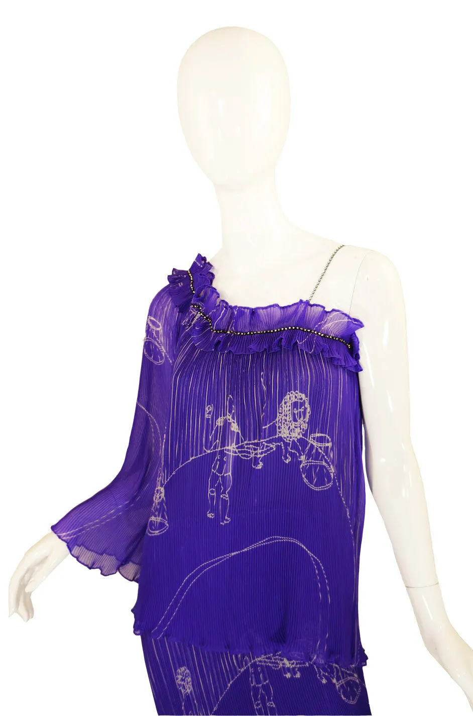 1980s Hanae Mori One Shoulder Dress
