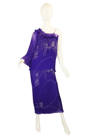 1980s Hanae Mori One Shoulder Dress