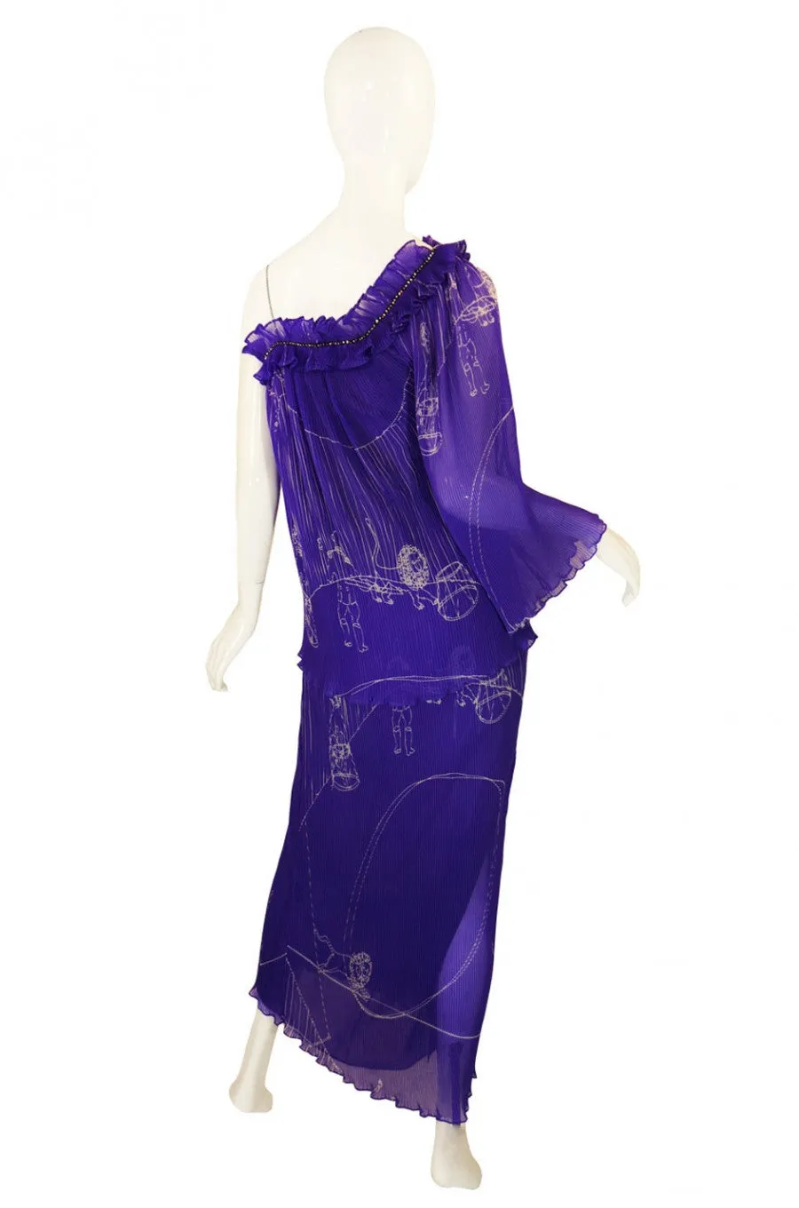 1980s Hanae Mori One Shoulder Dress