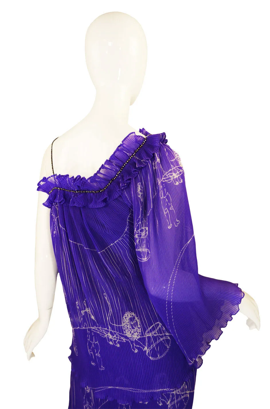1980s Hanae Mori One Shoulder Dress