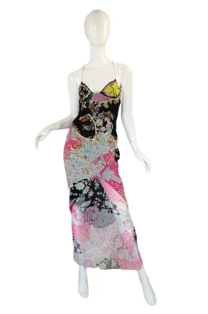 1990s Beaded Silk Ungaro Maxi Dress