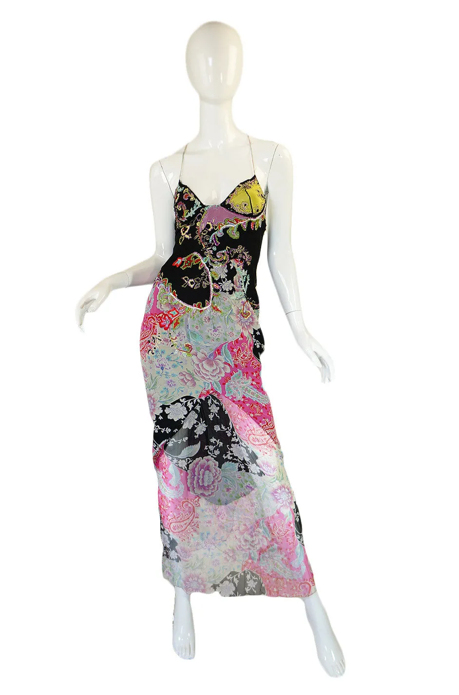 1990s Beaded Silk Ungaro Maxi Dress