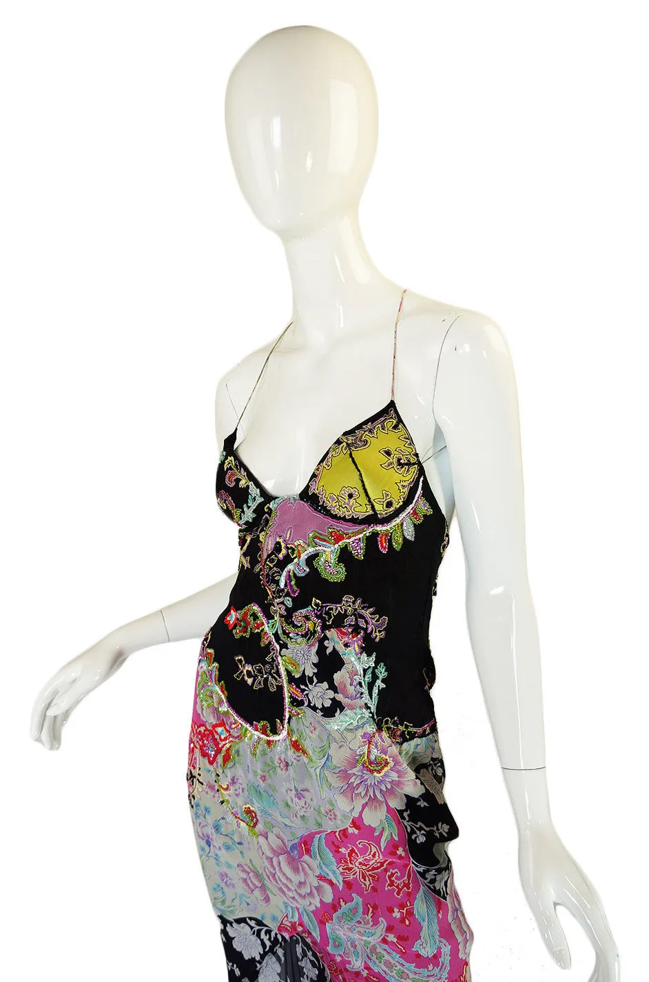 1990s Beaded Silk Ungaro Maxi Dress
