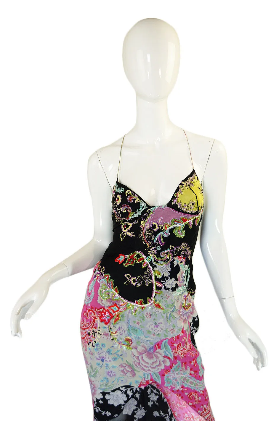 1990s Beaded Silk Ungaro Maxi Dress
