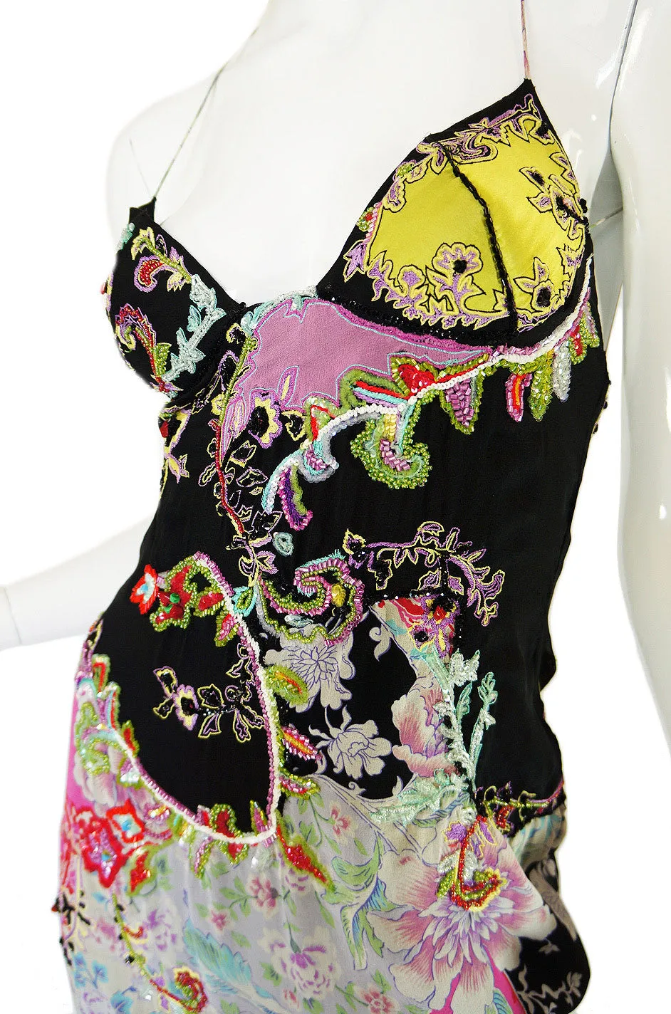 1990s Beaded Silk Ungaro Maxi Dress