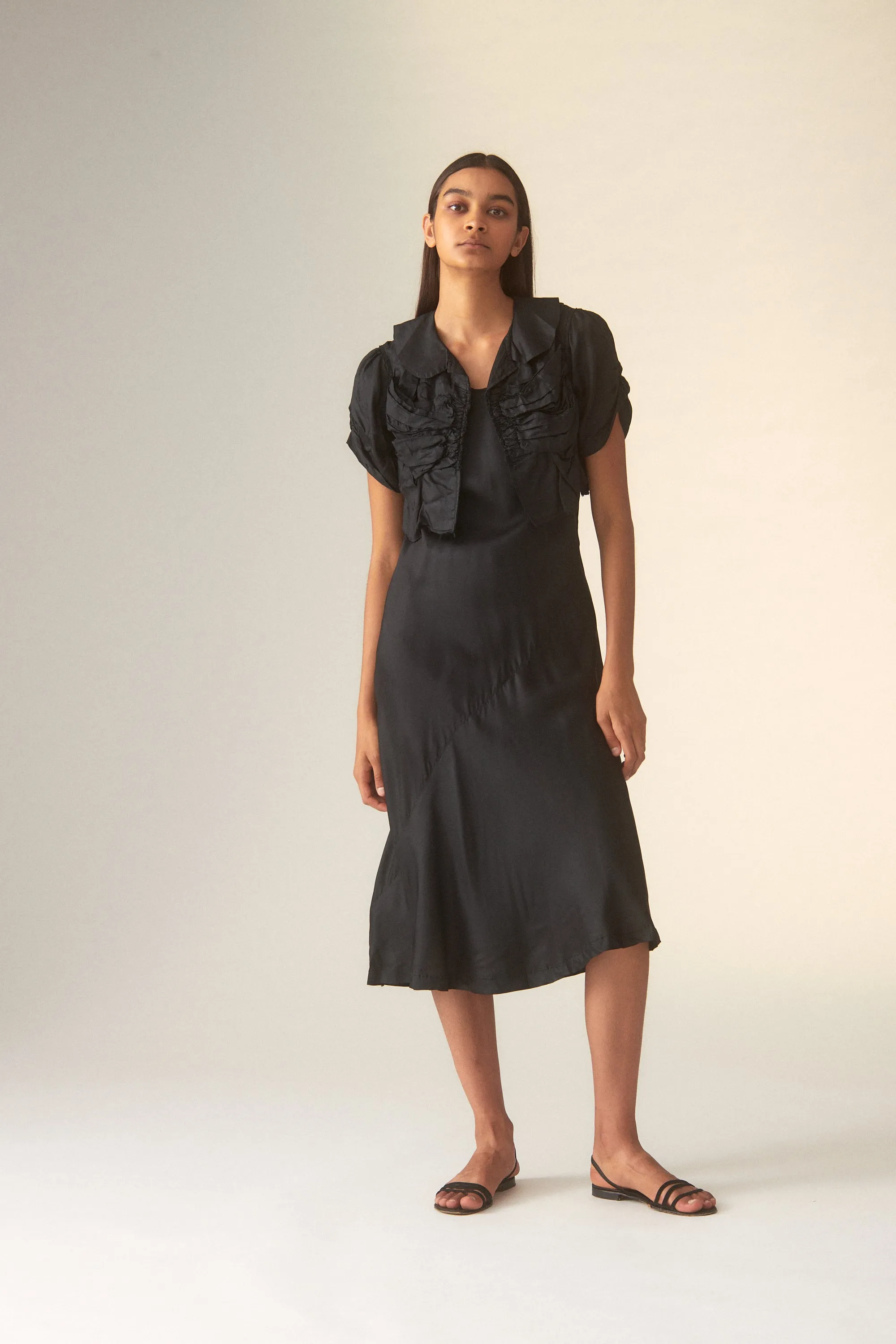 1990s CdG Bias Cut Dress with Ruched Waistcoat
