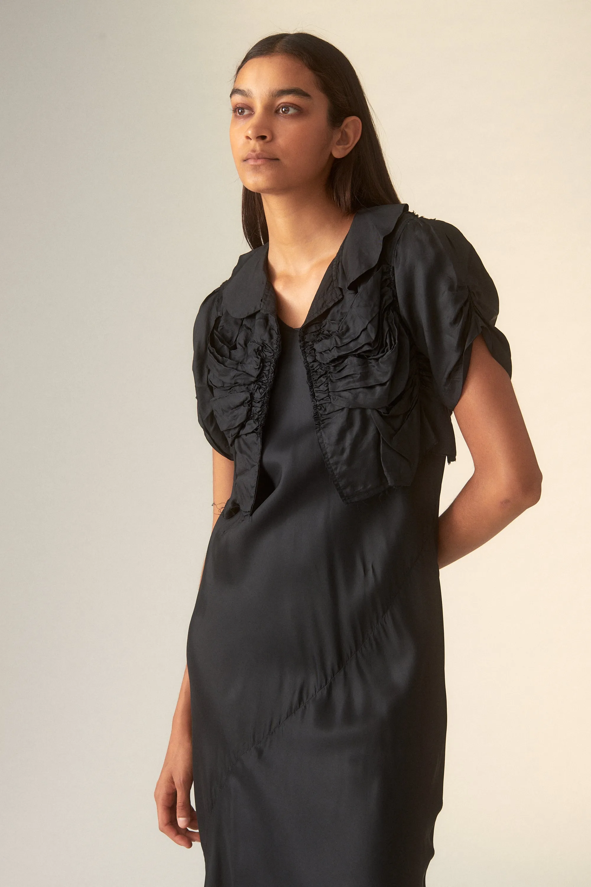 1990s CdG Bias Cut Dress with Ruched Waistcoat