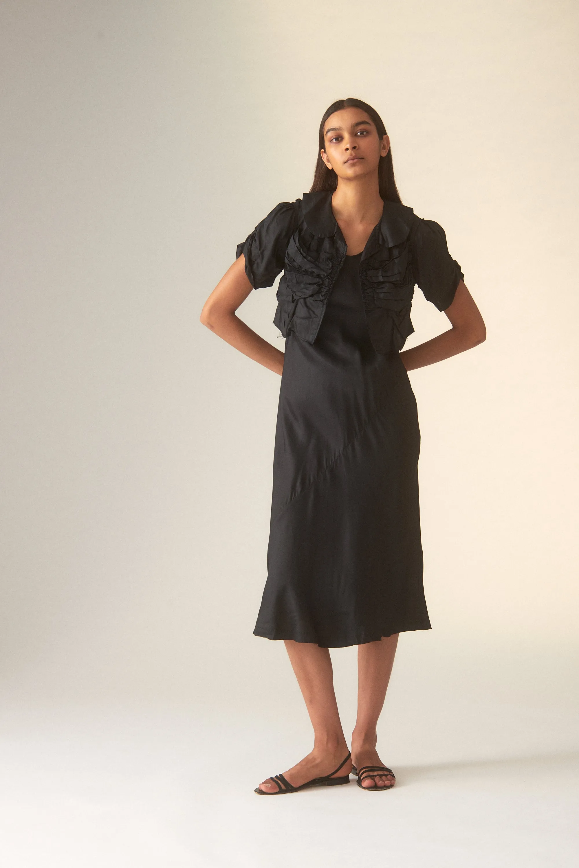 1990s CdG Bias Cut Dress with Ruched Waistcoat