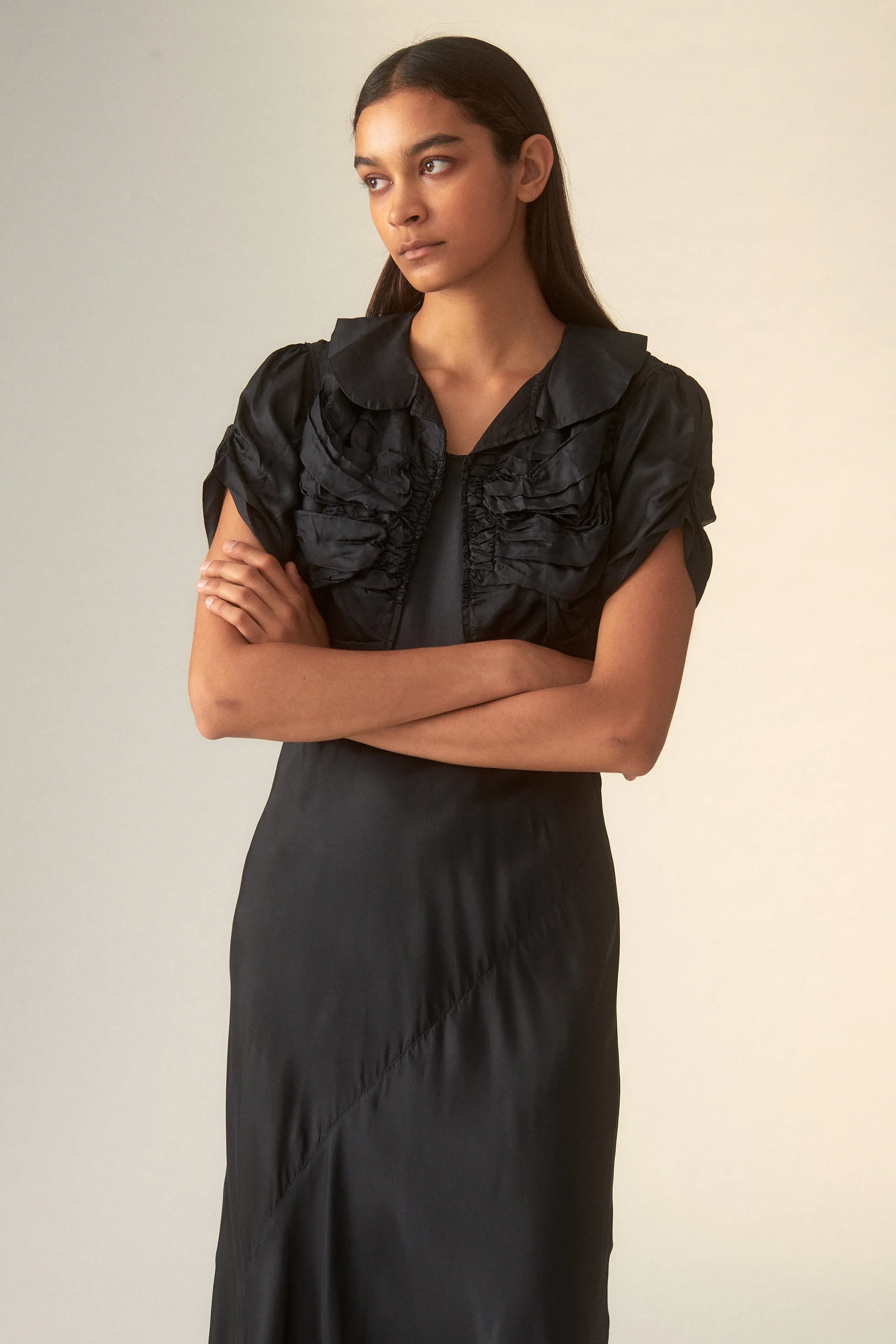1990s CdG Bias Cut Dress with Ruched Waistcoat