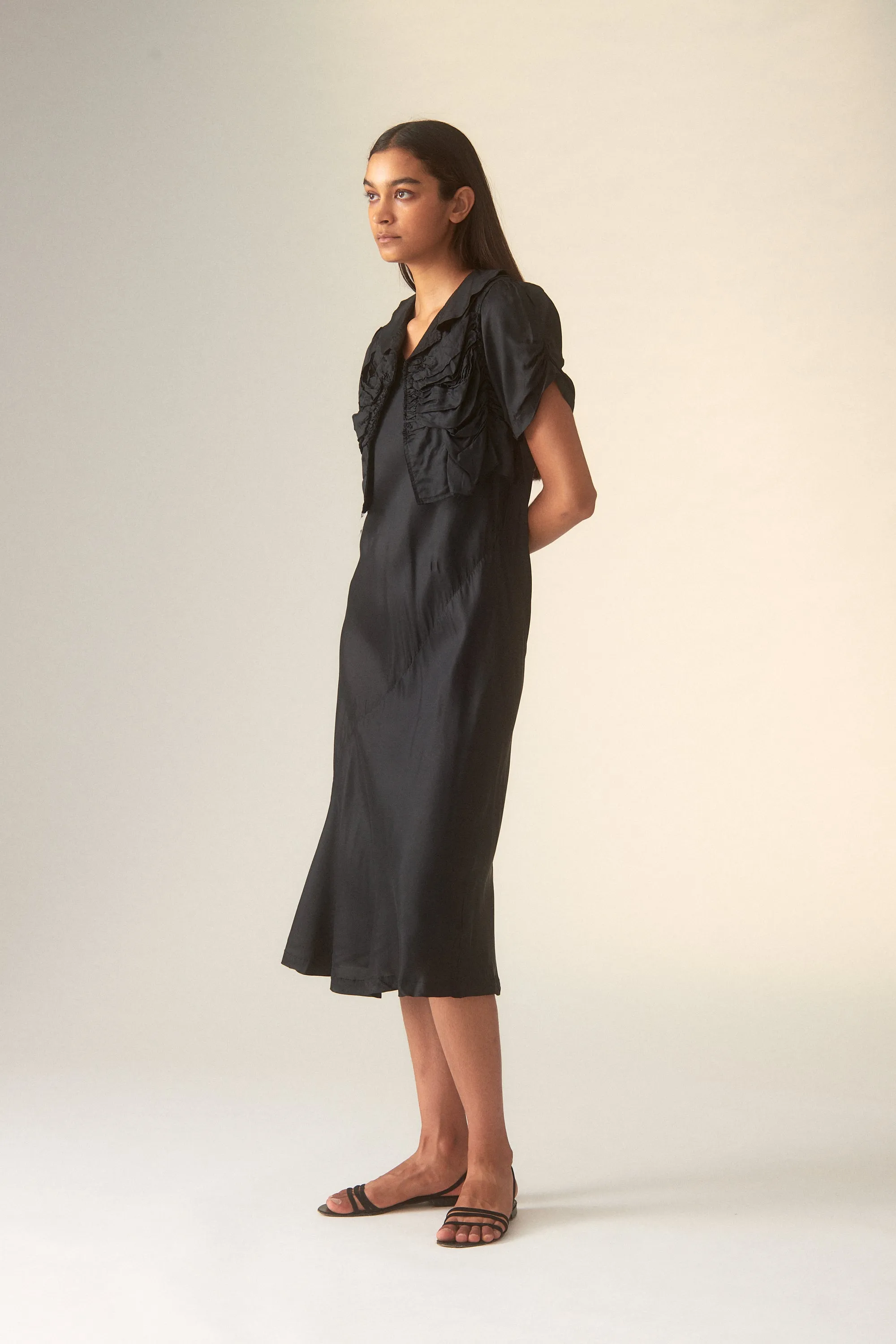 1990s CdG Bias Cut Dress with Ruched Waistcoat