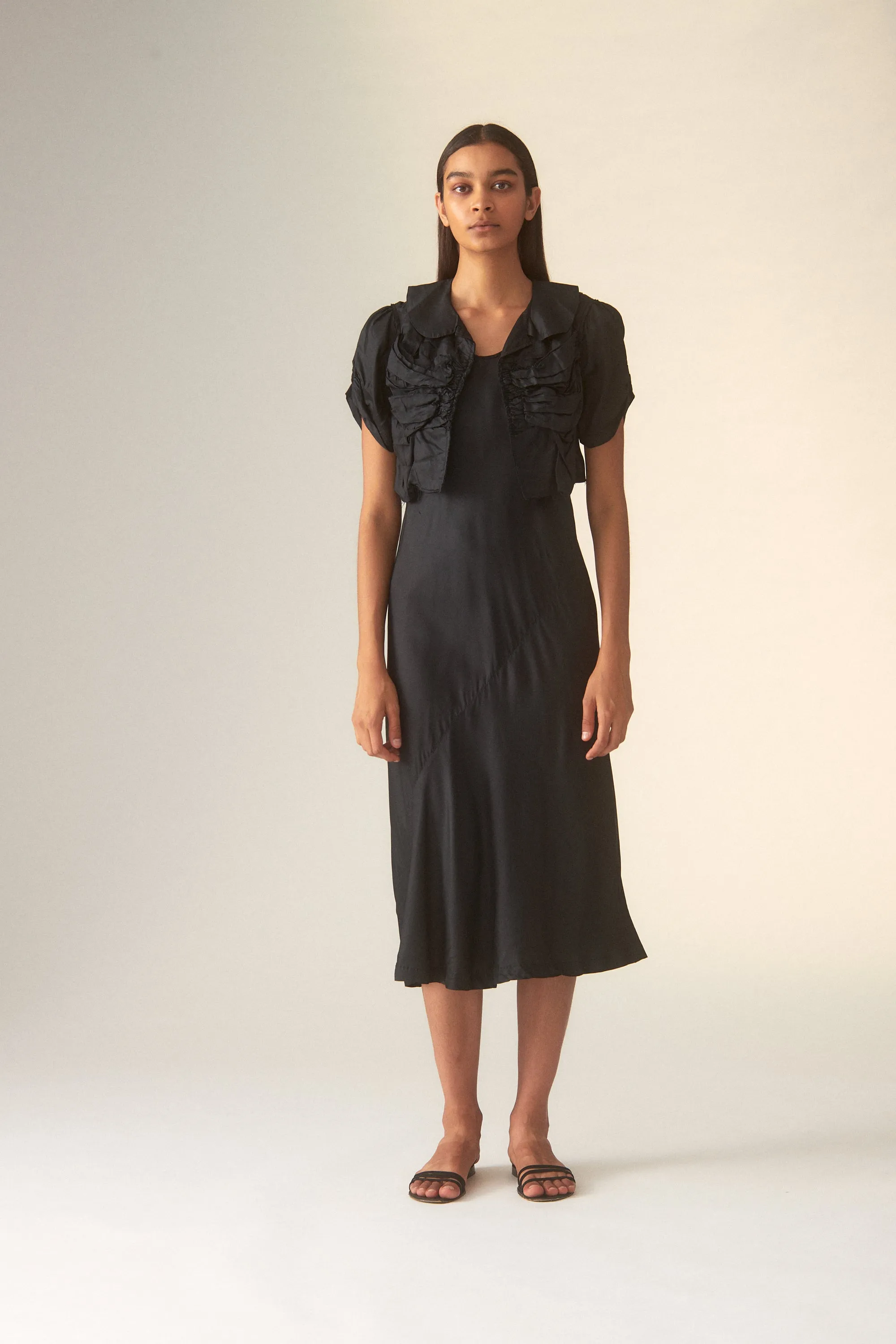 1990s CdG Bias Cut Dress with Ruched Waistcoat