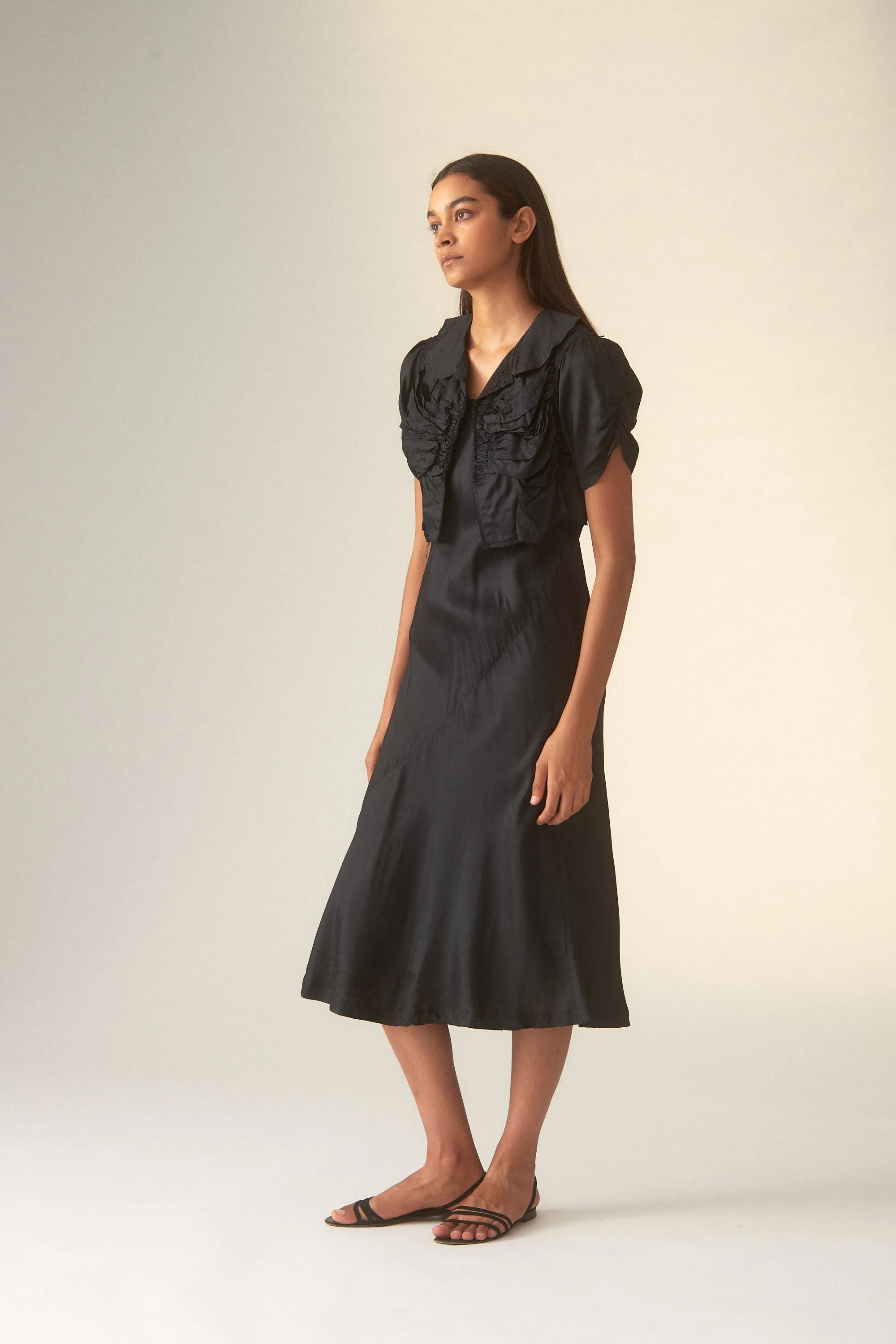 1990s CdG Bias Cut Dress with Ruched Waistcoat