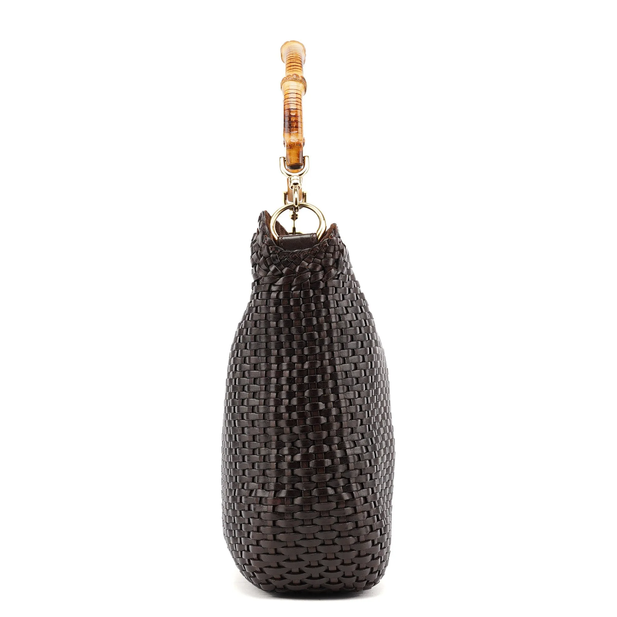 1996 Brown Woven Bamboo 2-Way Shoulder Bag