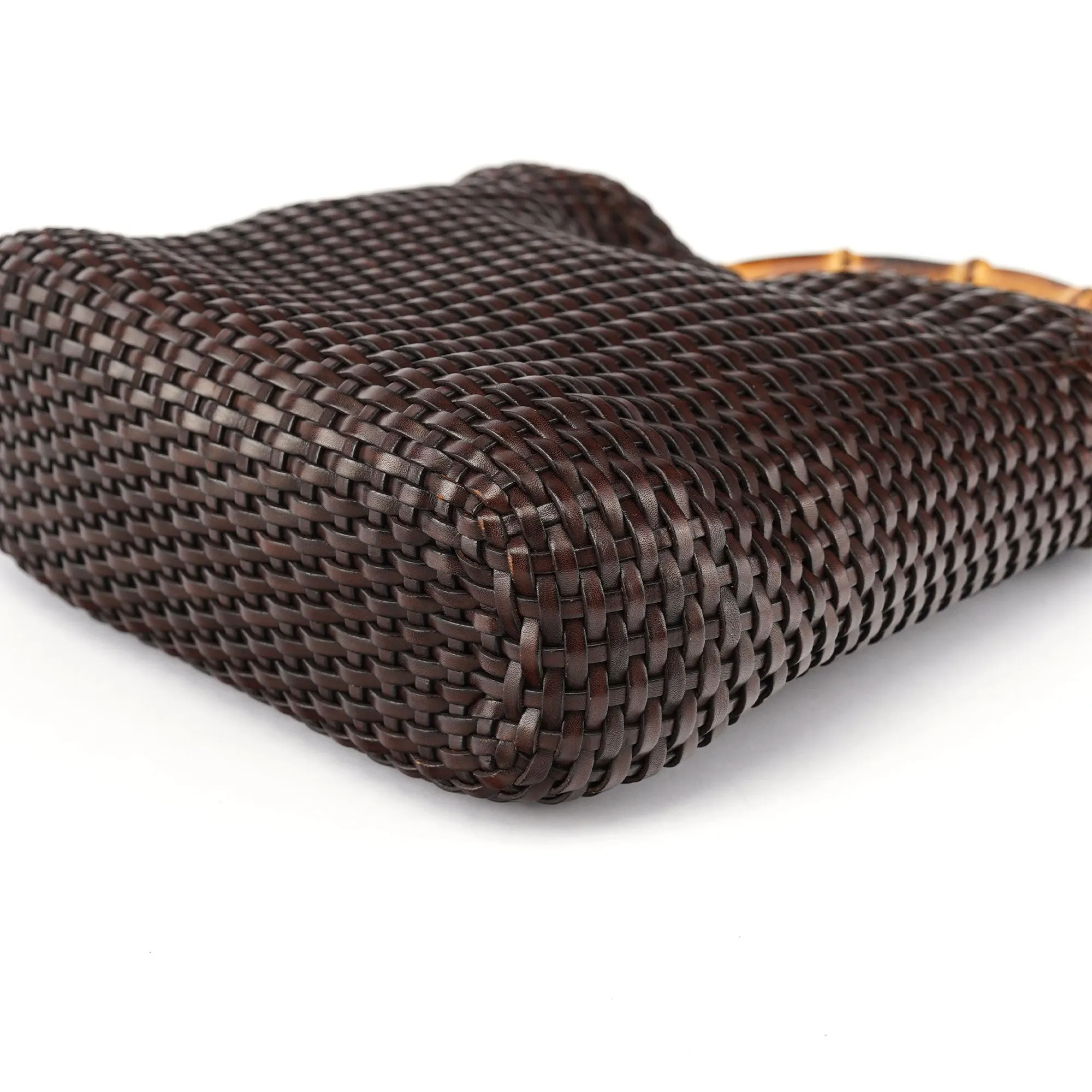 1996 Brown Woven Bamboo Shoulder Bag