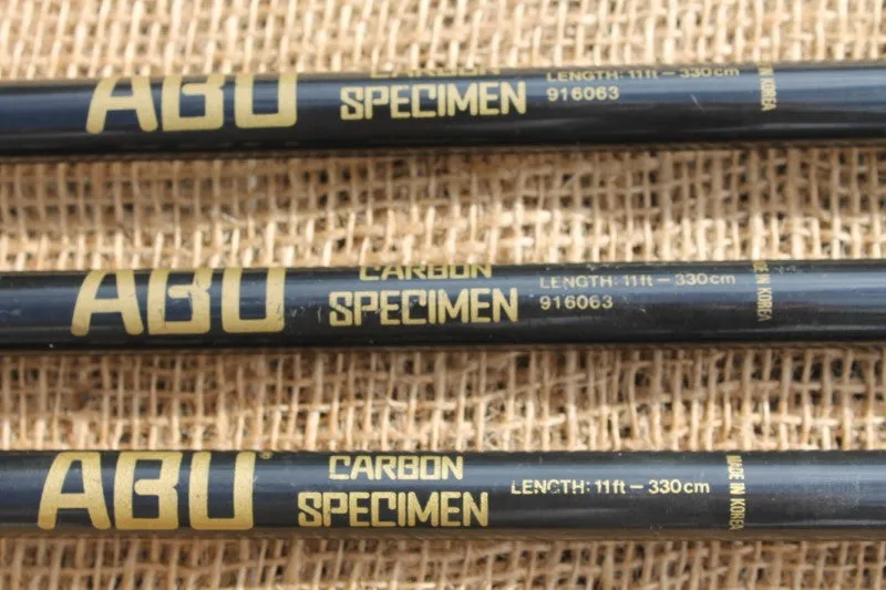 3 x ABU Carbon Specimen Old School Carp Fishing Rods. Classic 1990s. 11'.