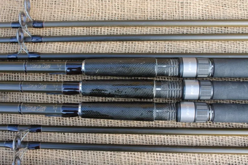 3 x Fox Vario Twin Twip Old School Carbon Carp Fishing Rods. 2.75lb And 3.25lb T/C.