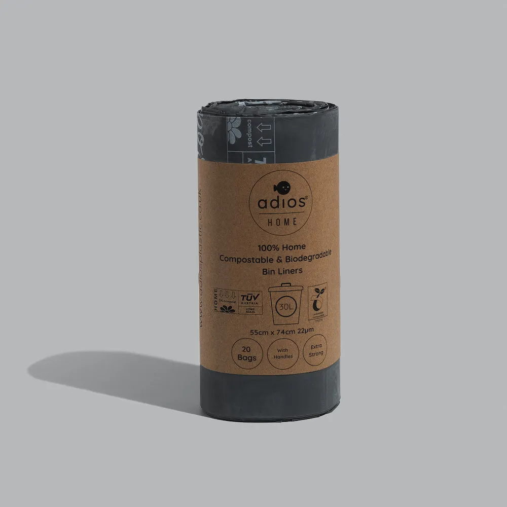 30L Compostable Bin Liners with Handles - 1 Roll (20 bags) - 30L