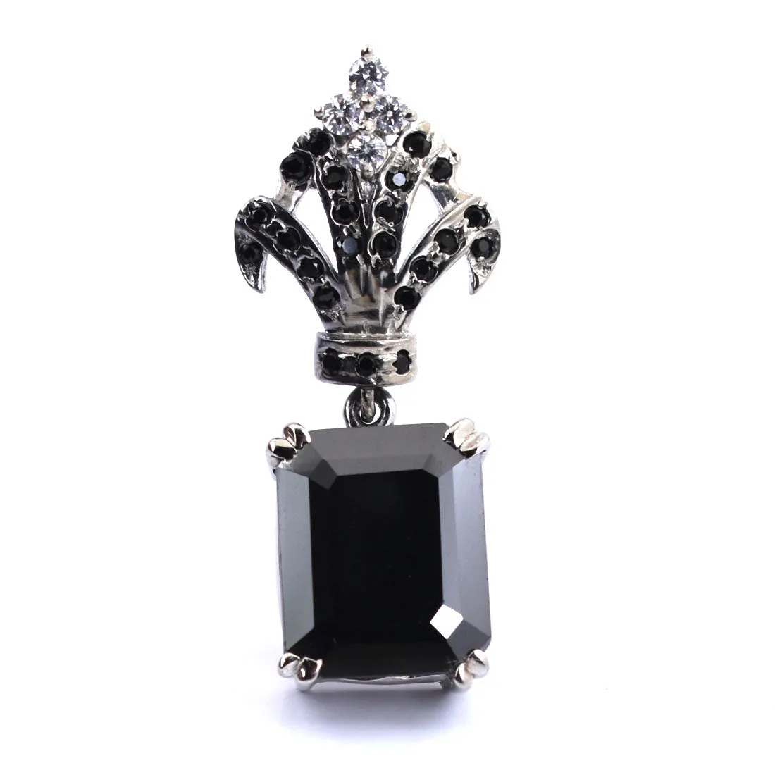 4 Ct Amazing Black Diamond Solitaire Designer Accents Pendant, Great Sparkle & Excellent Luster