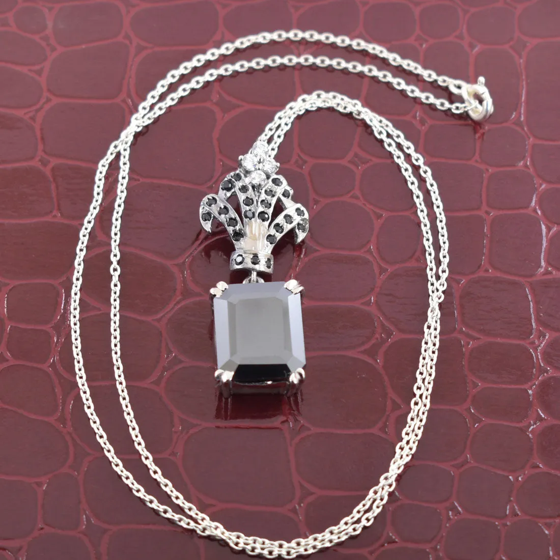 4 Ct Amazing Black Diamond Solitaire Designer Accents Pendant, Great Sparkle & Excellent Luster