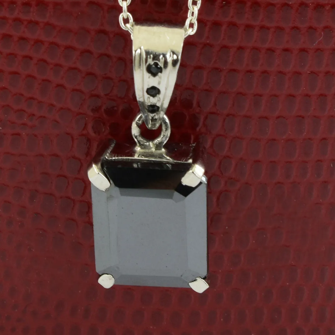 4.50 Ct AAA Certified Black Diamond Solitaire Pendant With Black Accents. Great Brilliance