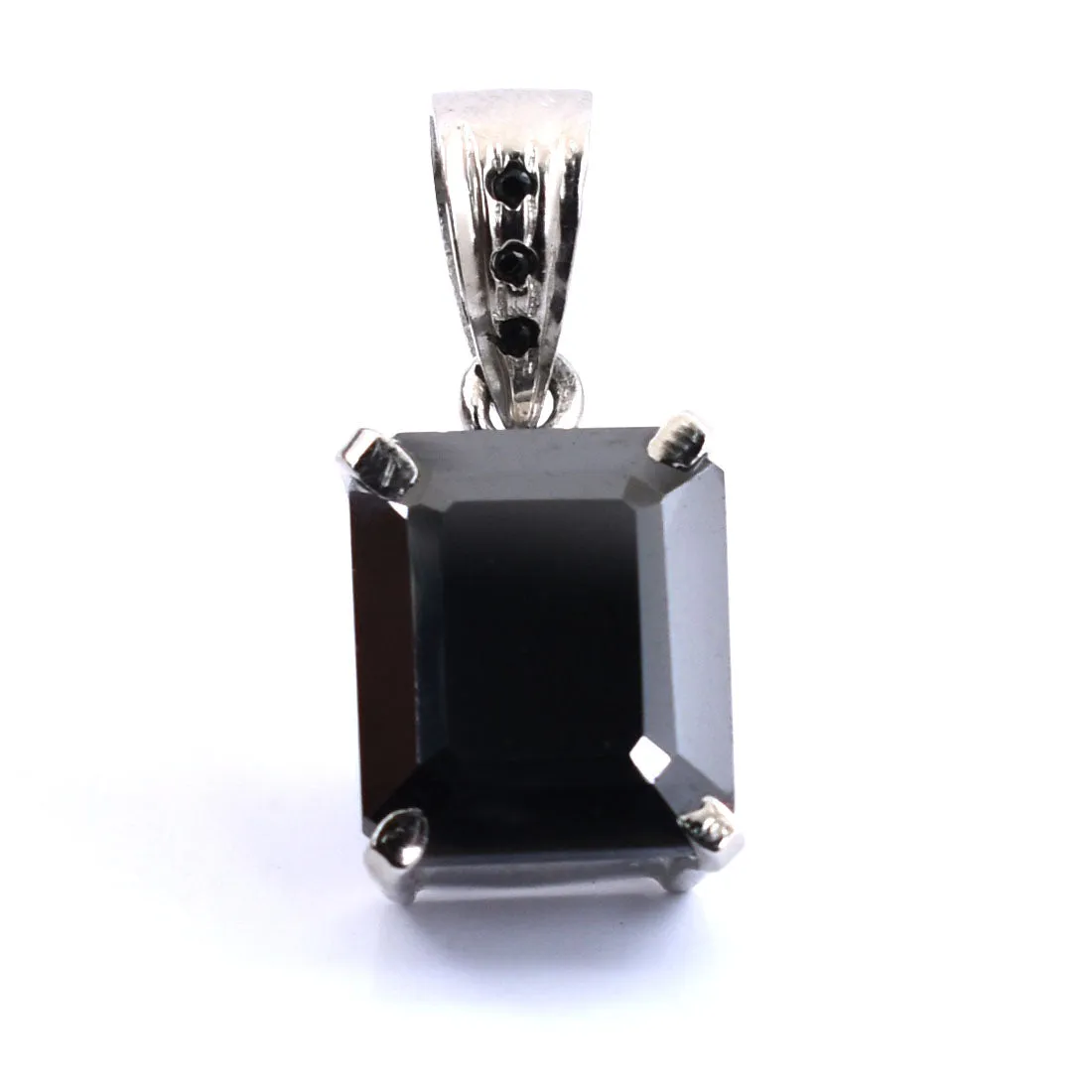 4.50 Ct AAA Certified Black Diamond Solitaire Pendant With Black Accents. Great Brilliance