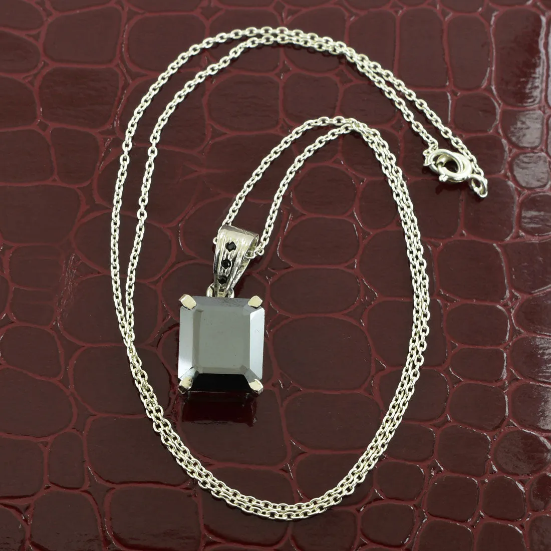 4.50 Ct AAA Certified Black Diamond Solitaire Pendant With Black Accents. Great Brilliance