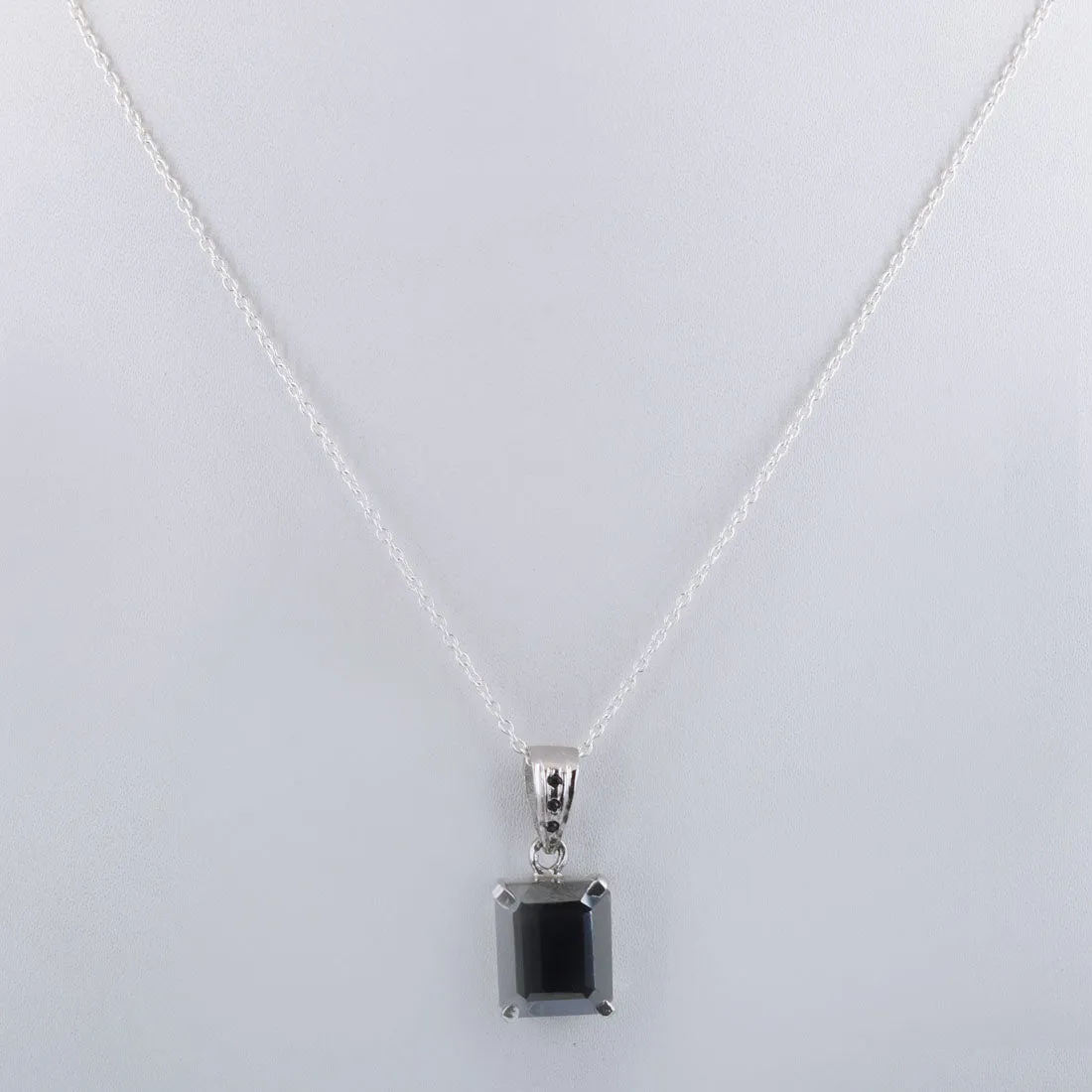 4.50 Ct AAA Certified Black Diamond Solitaire Pendant With Black Accents. Great Brilliance
