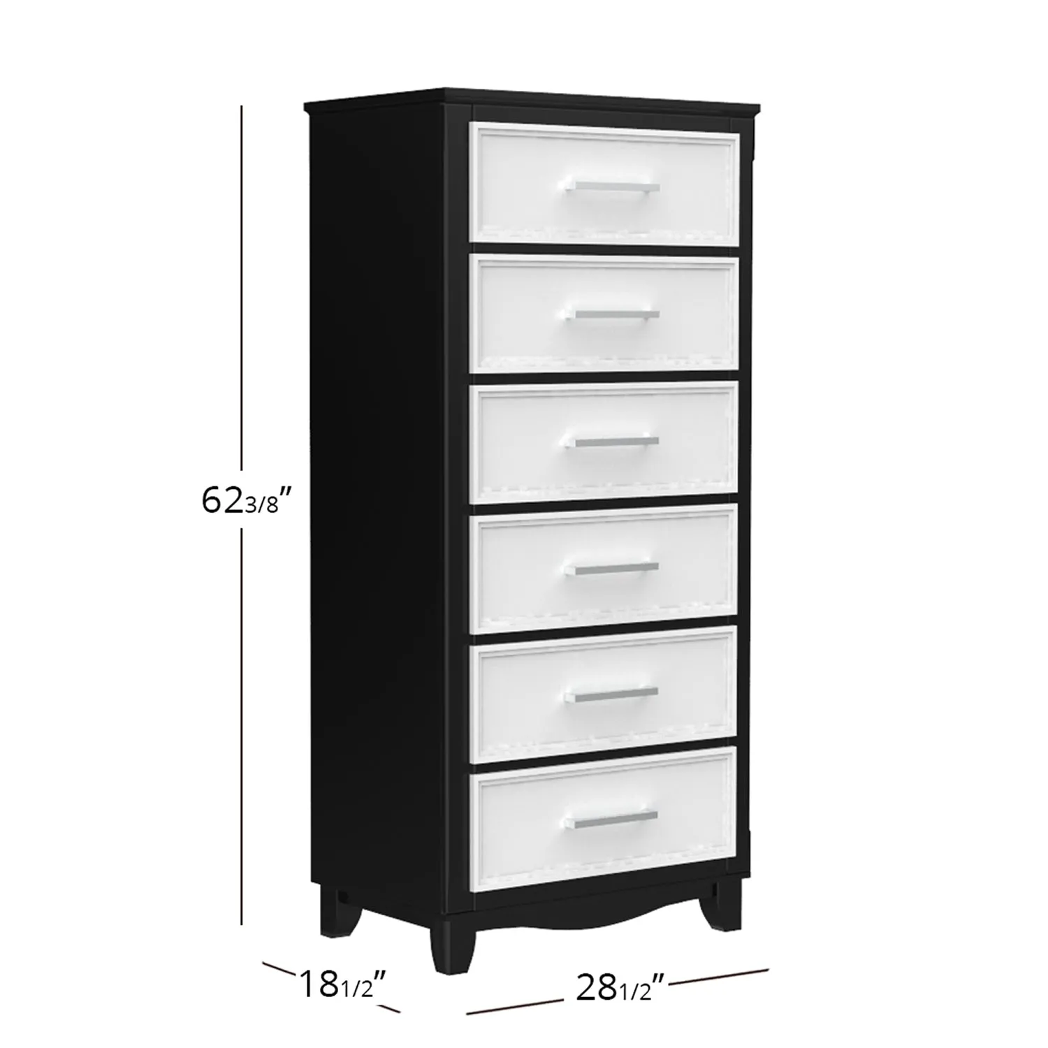 6 drawer chest storage organization for office home decor, java & white