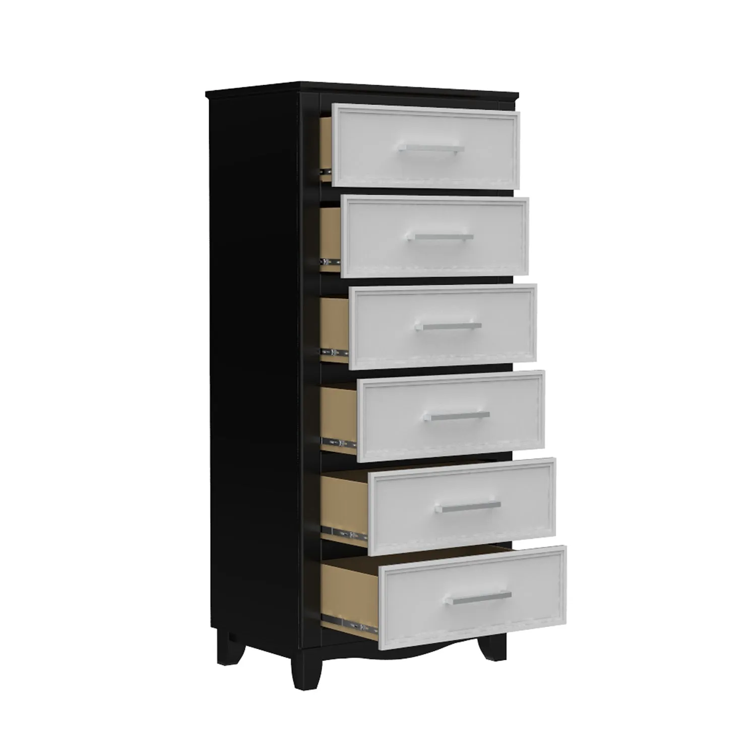 6 drawer chest storage organization for office home decor, java & white