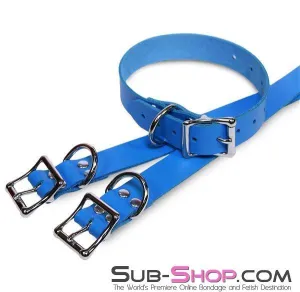 7284A-SIS      Candy Blue Buckling Feminization Dominant Woman Leather Sissy Boi Bondage Straps