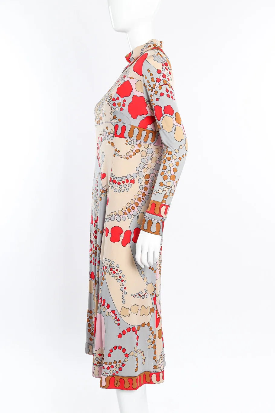 Abstract Splotch Print Silk Dress