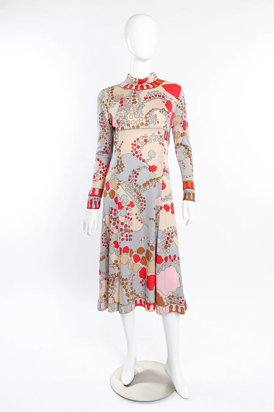 Abstract Splotch Print Silk Dress