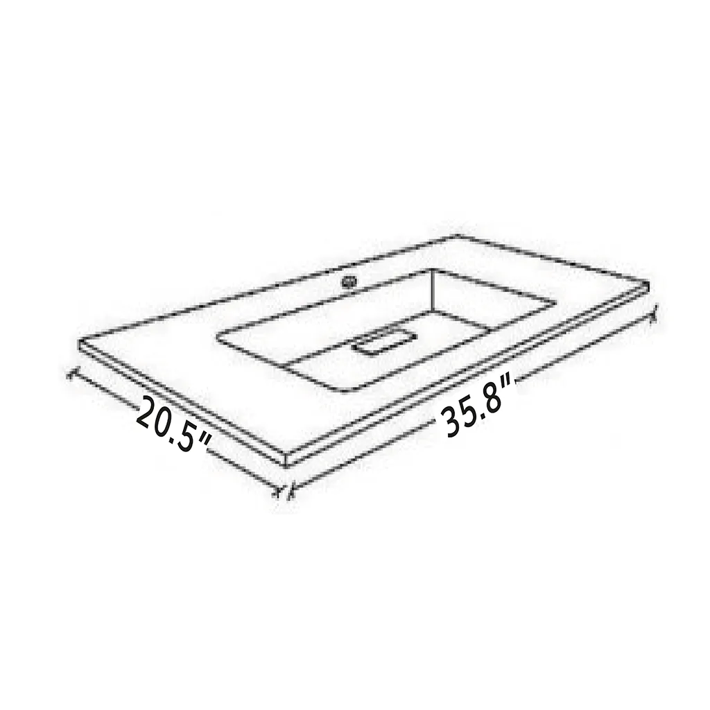 Acqua Slim 1 Drawer Bathroom Vanity with Glass Sink - Wall Mount - 36" Glass/Black Glass