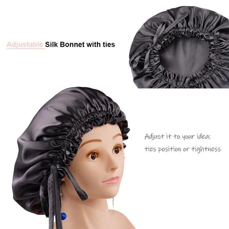 Adjustable silk bonnet Charcoal - Dropshipping