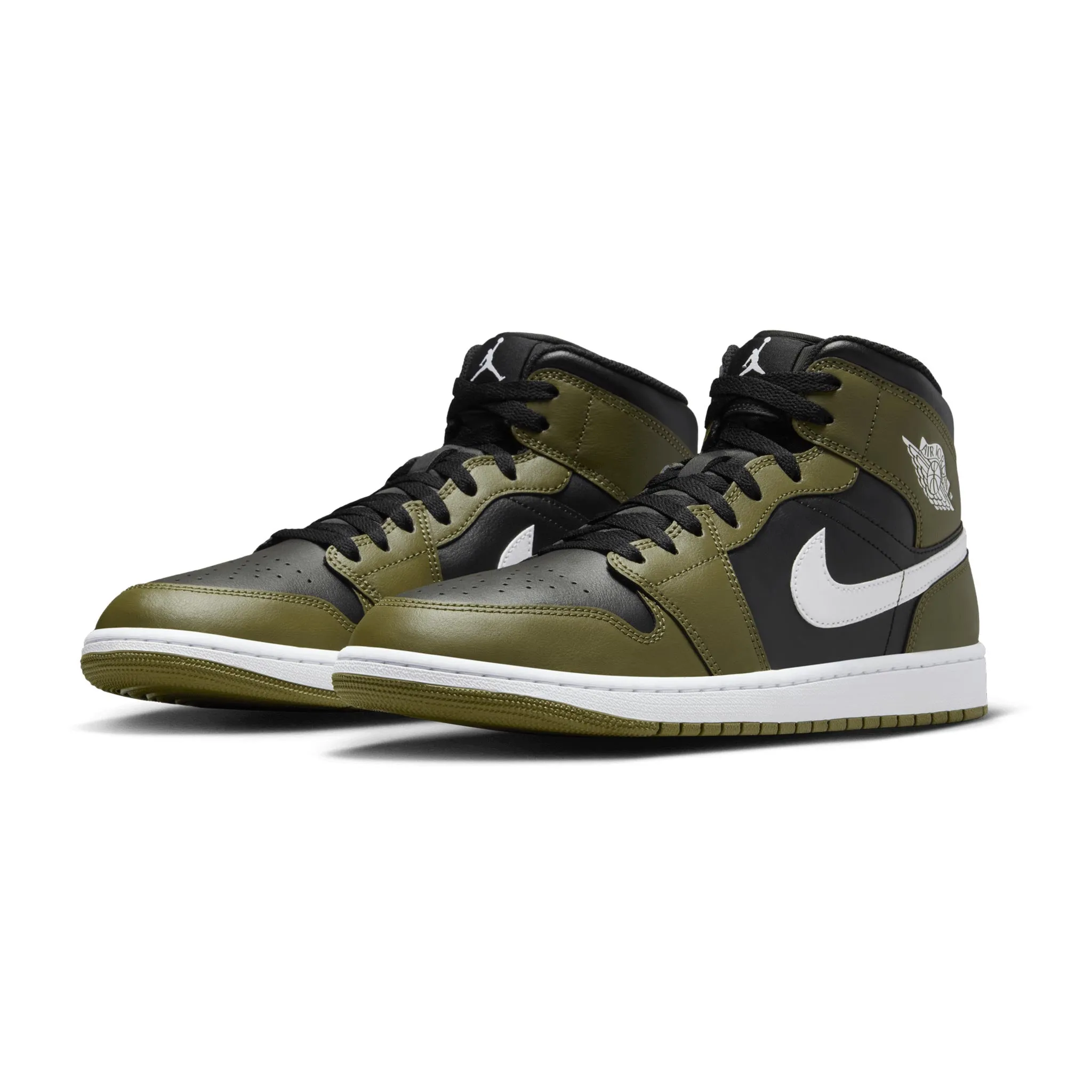 Air Jordan 1 Mid Black/White-Medium Olive-Sail DQ8426-092