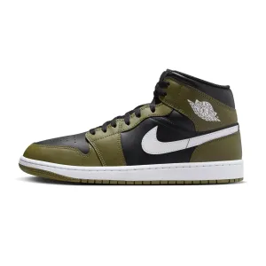 Air Jordan 1 Mid Black/White-Medium Olive-Sail DQ8426-092