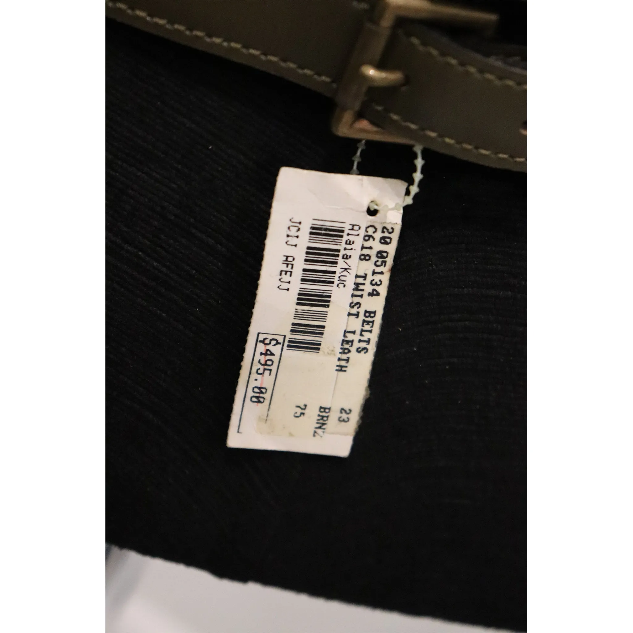 Alaia Olive Green Leather Belt W/ Gold Accents