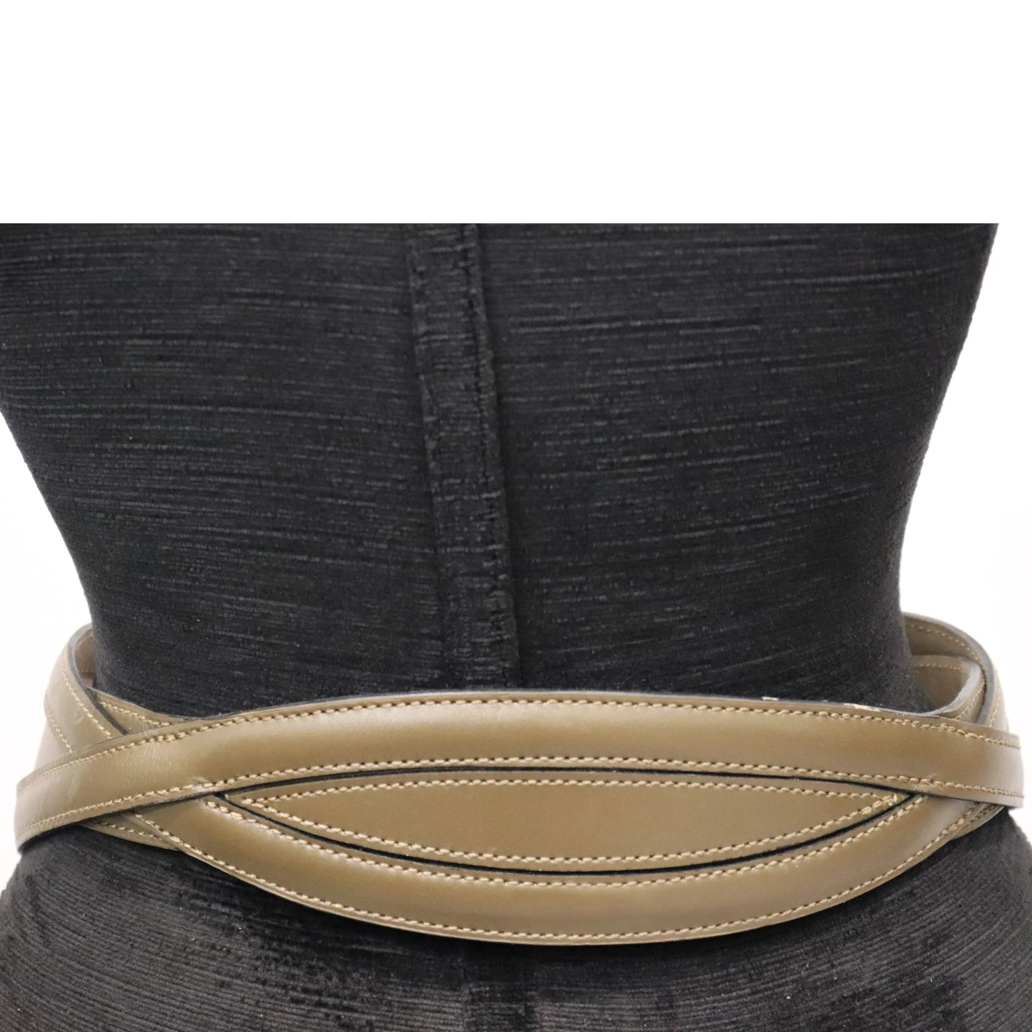 Alaia Olive Green Leather Belt W/ Gold Accents
