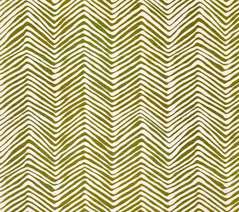 Alan Campbell Fabric: Petite Zig Zag - Custom Jungle Green on Tinted Linen / Cotton