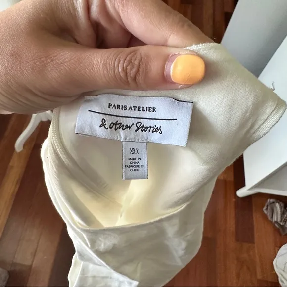 &amp; Other Stories White Linen A-Line Dress - Size 8