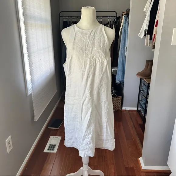 &amp; Other Stories White Linen A-Line Dress - Size 8