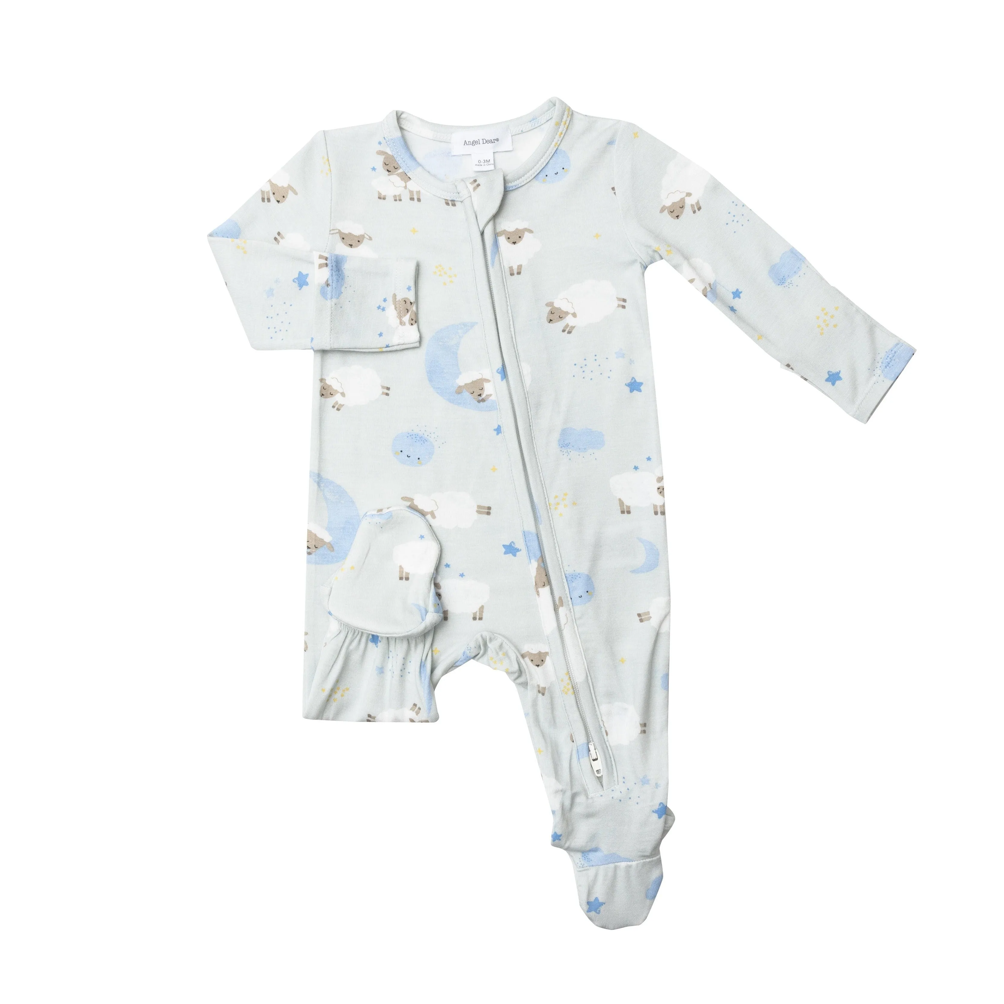 Angel Dear Baby Sheep Blue Footie with Zipper