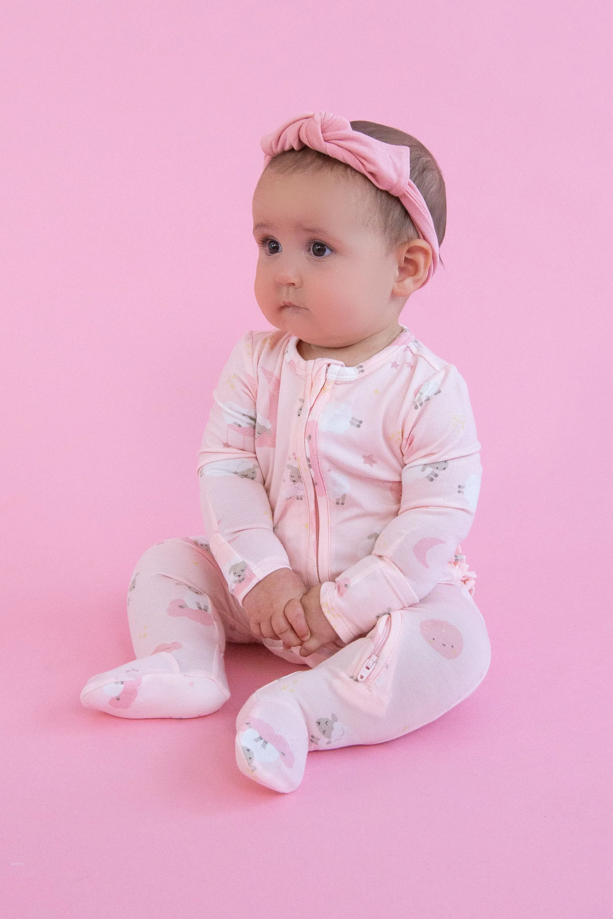 Angel Dear Baby Sheep Pink Ruffle Footie with Zipper