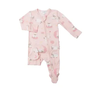 Angel Dear Baby Sheep Pink Ruffle Footie with Zipper