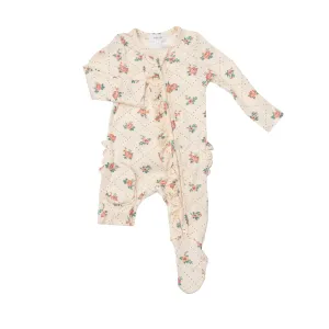 Angel Dear Rose Dot Grid Ruffle Footie with Zipper