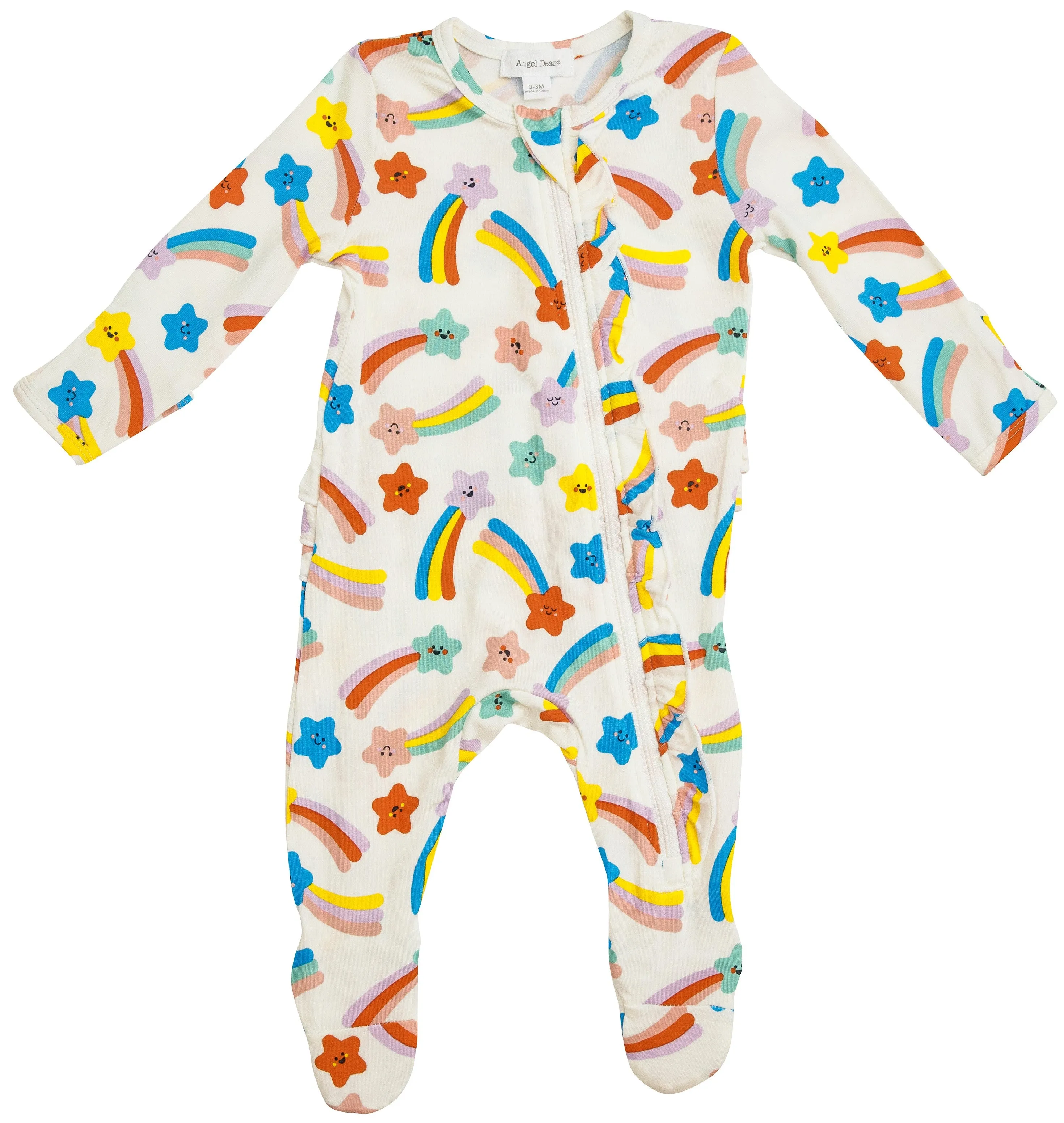 Angel Dear Shooting Stars Bamboo Ruffle Footie with Zipper