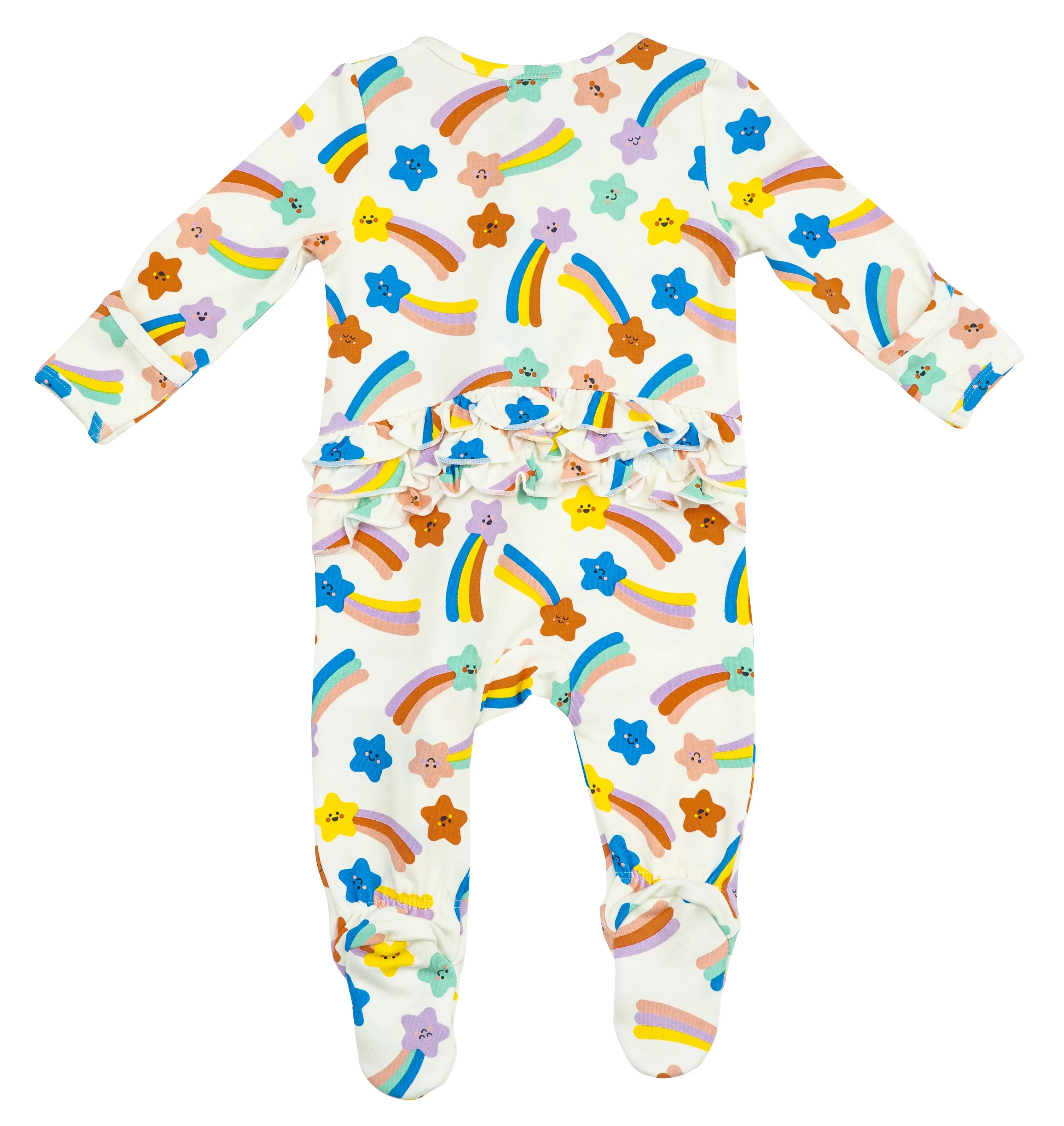 Angel Dear Shooting Stars Bamboo Ruffle Footie with Zipper