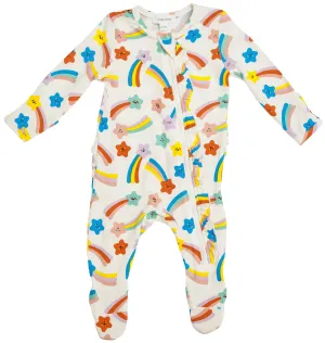 Angel Dear Shooting Stars Bamboo Ruffle Footie with Zipper